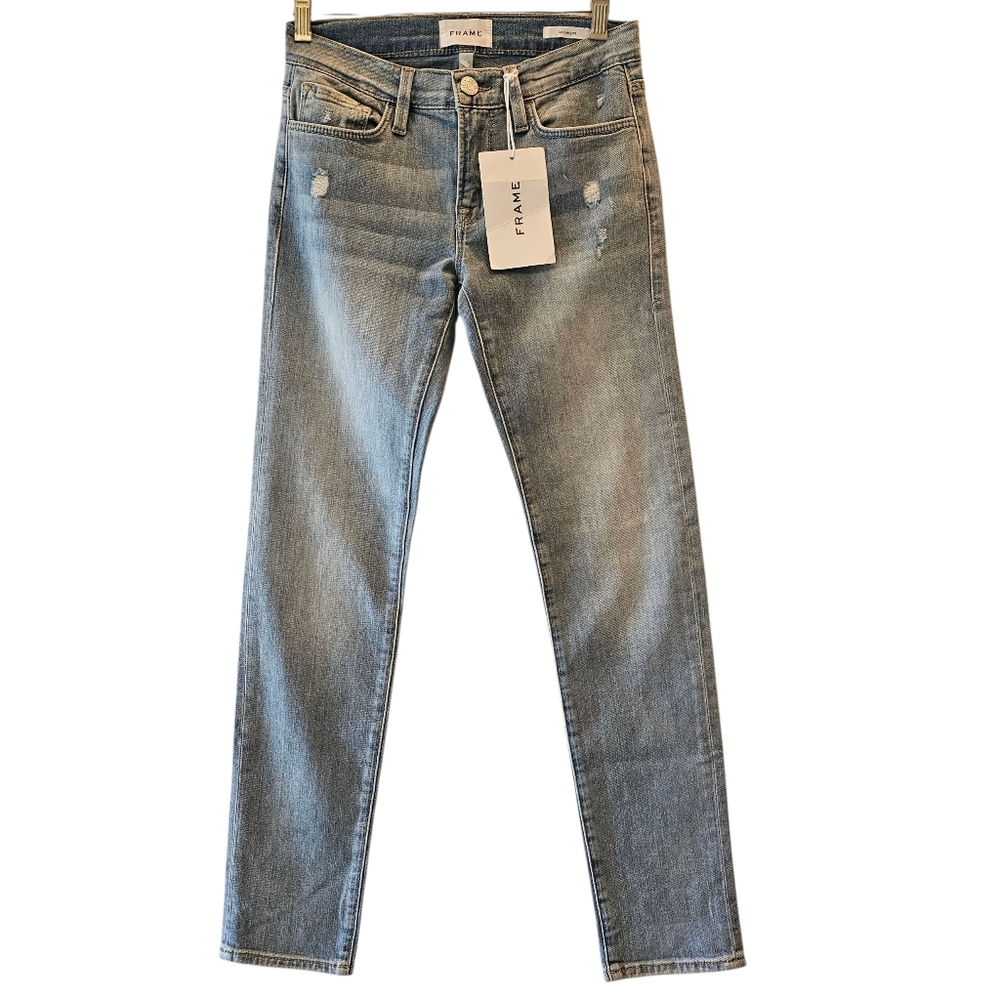 NWT Frame Denim Le Garcon Mid Rise Straight Fit Light Blue Women's Jeans Sz 24